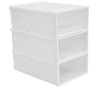 HORIALENCE Boîte de Rangement Tiroirs Empilable 3 Couches Blanc Organisateur Bureau Multifonction Plastique Robuste pour Maquillage Bijoux et Fournitures de Bureau Maison