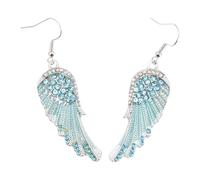 HORIALENCE Boucles d’Oreilles Pendantes Ailes d’Ange en Cristaux Bleus Légères et Confortables 1 Paire pour Femmes Bijoux Mode Adaptés aux Occasions Décontractées et Habillées