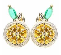 HORIALENCE Boucles D'oreilles Gouttes aux Fruits en Cuivre Jaune, Forme Tranche de Citron, Bords Lisses, Design Créatif et Délicat pour Femme