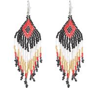 HORIALENCE Boucles D'oreilles Pendantes à Franges Perlées Bohèmes, 1 Paire, Couleur 2, Style Tribal Pompons Perlés, Accessoires pour Femmes, pour Festivals et Occasions Estivales