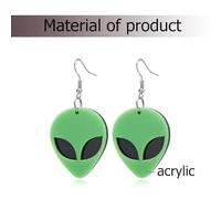 HORIALENCE Boucles D'oreilles Pendantes Extraterrestres Amusantes En Acrylique Vert, Bijoux Fantaisie Femmes, Usage Quotidien Fête, Design Original Et Léger