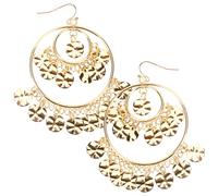 HORIALENCE Boucles Oreilles Métal Pendantes en Alliage Or Sequins Brillants, Confortables à Porter, pour Fête Entre Amis ou Anniversaire