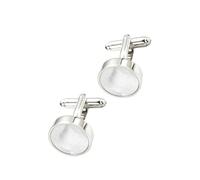 HORIALENCE Boutons de Manchette Ovales en Coquille de Cuivre Argentée, Faciles à Coudre, Décoration Élégante pour Costume et Vêtements, 1 Paire Simple et Stylée