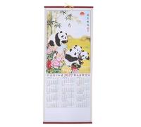 HORIALENCE Calendrier mural chinois en rouleau - Calendrier Feng Shui 2027 (Année de la Chèvre) à suspendre, avec motif panda, pour les fêtes et la gestion du temps à la maison ou travail.
