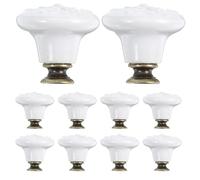 HORIALENCE Lot de 10 boutons de meuble, poignées de tiroir vintage en céramique blanche, pour commode, placard de cuisine, porte d'armoire, décoration intérieure