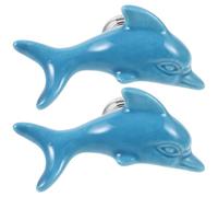 HORIALENCE Lot de 2 Boutons de Meuble en Céramique Bleu, Forme Dauphin, Bouton de Commode Seul Trou, Poignées Décoratives pour Tiroirs, Armoires et Placards, Style Cartoon Coloré, Accessoire