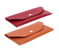 HORIALENCE Lot de 2 Porte-Cartes en Enveloppe en PU Marron et Rouge Foncé, Portefeuille Rectangulaire Long Imperméable, Organiseur d'argent pour Hommes et Femmes, Gestion Budgétaire