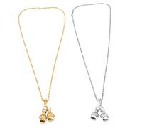 HORIALENCE Lot de 2 Set de Colliers Ras du Cou Pendentif Boxe Punk Métal, Argenté et Doré, Unisexe, Accessoire Mode Fitness Urbain, Design Stylisé, Taille Standard