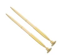 HORIALENCE Lot de 2 Sets de Stylos à Bille Métalliques Dorés pour Comptoir de Réception avec Support, Pointe 0,5 Mm, Stylo de Bureau pour Signer Livre D'or, Mariages, Réceptions et Bureaux