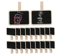 HORIALENCE Lot de 20 Mini Pinces Photo en Bois Petit Panneau Tableau Noir Effaçable, Dimensions 7,2 X 6,8 X 4,8 Cm, Étiquettes Mémo Réutilisables pour Buffet, Fête, Organisation la Cuisine
