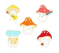 HORIALENCE Lot de 5 Broches Champignon Décoratives en Alliage Coloré, Épingles à Plastron Créatives et Délicates Vie Quotidienne Fêtes Style Aléatoire