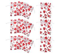 HORIALENCE Lot de 50 Paquet en Maille Rouge de Cœur pour Présents de Saint-valentin, Design Élégant Rouge et Or, Facile à Ranger et Respirant, pour Fêtes et Mariages