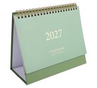 HORIALENCE Mini calendrier de bureau sur pied 2027 : agenda mensuel à feuillets rabattables - calendrier scolaire vert pour le bureau, la maison ou le (19 x 17 x 9,5 cm)
