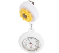 HORIALENCE Montre de Poche Design Fleur Clip Rétractable en Alliage et Silicone Infirmière Décorative pour Surveillance Infirmière au Travail