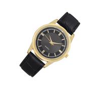 HORIALENCE Montre Homme Décontractée Cuir Synthétique Cadran Noir Boîtier Doré Montres pour Hommes Usage Quotidien Bracelet Résistant Hypoallergénique