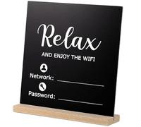 HORIALENCE Panneau Wi-fi En Bois 21,5x21,5 Cm Double Face Réutilisable Pour Bureau Hôtel Chambre Signe Mot De Passe Wifi Pour Invités