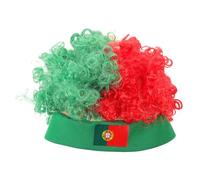 HORIALENCE Perruque afro patriotique - Bandeau duveteux - Coiffe bou extravagante - Accessoire de tête aux couleurs du drapeau portugais pour les supporters de football lors des événements