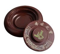 HORIALENCE Pierre à Encre Ronde Rouge avec Couvercle, Facile à Transporter, Design Traditionnel Chinois pour Débutants, Fournitures de Broyage D'encre pour Calligraphie