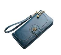 HORIALENCE Portefeuille Long à Fermeture Éclair Triple Pli Bleu pour Femme