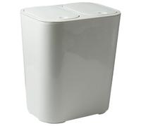 HORIALENCE Poubelle à Double Bac Couvercle, Poubelle Cuisine 1 Compartiment, Plastique Robuste Blanc, Tri Sélectif Déchets Secs et Humides, Pratique pour Maison et Bureau, Antidérapante, 1