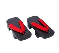 HORIALENCE Sabots Japonerie d'Été Unisexe à Plateforme Sandales à Deux Dents en Bois Foncé Bande Rouge Taille 40 Légères et Confortables pour Marche Extérieure et Loisirs