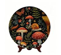 Horienteeon Assiettes décoratives en automne, forêt, automne, champignons, assiettes décoratives à suspendre au mur, pour cuisine, salle à manger, armoire à vin, décoration d'intérieur, décoration