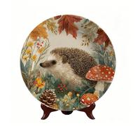 Horienteeon Assiettes décoratives en forme de hérisson d'automne à suspendre au mur - Pour cuisine, salle à manger, armoire à vin - Décoration d'intérieur - Rond - 27,6 cm