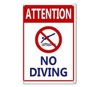 Horienteeon Attention - Panneau en aluminium/métal « No Diving » - 20 x 30 cm - Panneau de piscine en aluminium robuste - Panneau « No Diving » pour piscine et rivière