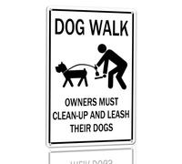 Horienteeon Dog Walk - Owners Must Clean-Up And Leash Their Dogs - Panneau en aluminium robuste anti-rouille, panneau pour animaux de compagnie pour l'extérieur, panneau de propriété privée « No Dog