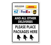 Horienteeon Enseigne en aluminium/métal pour l'extérieur, boîte à domicile 30 × 40 cm, panneaux métalliques en aluminium, instructions de livraison du chauffeur de livraison pour mes colis d'Amazon,