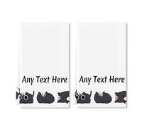 Horienteeon Ensemble de 2 torchons de cuisine personnalisés avec chat, designez votre propre texte sur un côté, serviettes de famille personnalisées avec le nom de famille, cadeaux personnalisés pour