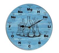 Horienteeon Horloge murale avec tableau périodique des éléments - Symboles chimiques - Horloge éducative élémentaire - Décoration de salle de classe - Horloge silencieuse à piles pour bureau, école,