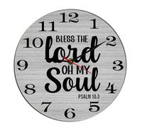 Horienteeon Horloge murale chrétienne Bless The Lord Oh My Soul - Horloge de Noël d'hiver en bois pour salon, chambre à coucher, salle de bain et cuisine - Ronde saisonnière - 30,5 cm