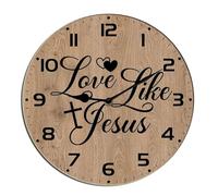 Horienteeon Horloge murale chrétienne Paix, Amour, Jésus, verset de la Bible, Jésus, Dieu, Foi, Horloge de salle de bain en bois, fonctionne à piles, sans tic-tac, horloge silencieuse pour salon,