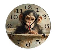 Horienteeon Horloge murale décorative en bois pour salle de bain - Silencieuse - Fonctionnement à piles - Pour chambre à coucher, salle de bain, salon, bureau, école, cuisine - Rond - 25,4 cm