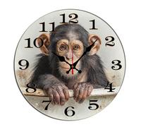 Horienteeon Horloge murale décorative en bois pour salle de bain - Silencieuse - Fonctionnement à piles - Pour chambre à coucher, salle de bain, salon, bureau, école, cuisine - Rond - 25,4 cm