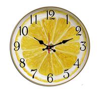 Horienteeon Horloge murale en bois avec tranches de citron, silencieuse, sans tic-tac, décoration murale pour salon, maison, bureau, école, décoration murale ronde, 25,4 cm