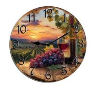 Horienteeon Horloge murale en bois de vigne avec verres rouge et blanc - Sans tic-tac - Quartz silencieux - Pour chambre à coucher, salon, bureau, salle de bain, salle de bain, terrasse - Décoration