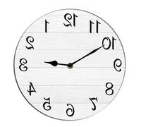 Horienteeon Horloge murale inversée avec chiffres arabes inversés - Fonctionnement à piles - Mouvement à quartz analogique - Sans tic-tac - Pour salle de bain, cuisine, salon - Décoration murale ronde