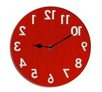 Horienteeon Horloge murale inversée avec chiffres inhabituels dans le sens contraire des aiguilles d'une montre - Horloge à quartz analogique sans tic-tac - Décoration murale ronde de 25,4 cm