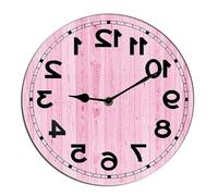 Horienteeon Horloge murale inversée en bois peint silencieux, sans tic-tac, horloge ronde pour garage, sous-sol, restaurant, atelier, 25,4 cm