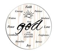 Horienteeon Horloge murale « Put God First » avec citation inspirante chrétienne silencieuse sans tic-tac, horloge religieuse familiale, horloge de famille Jésus Biblica le Dieu en bois silencieuse