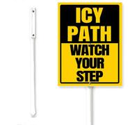 Horienteeon Icy Path Panneau « Watch Your Step Yard » avec piquet - Champ de neige d'hiver robuste - En aluminium antirouille - Décoration de rue, maison, jardin, pelouse - 17,8 x 22,4 cm