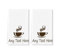 Horienteeon Lot de 2 torchons de cuisine personnalisés, design de votre propre texte d'un côté, serviettes personnalisées pour le nom de famille, cadeaux personnalisables pour les amateurs de café,