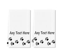 Horienteeon Lot de 2 torchons de cuisine personnalisés en forme de patte de chat/chien, design de votre propre texte d'un côté, serviettes personnalisées pour nom de famille, cadeaux personnalisables