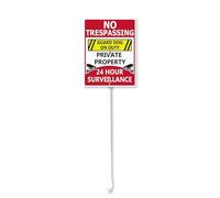 Horienteeon No Trespassing - Private Property, Guard Dog On Duty, 24 Hour Surveillance Signs for Yard with Stake, Sturdy Aluminum Sign Rust Free for Yard Garden Lawn Outdoor 20cm×30cm