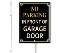 Horienteeon Panneau de cour avec piquets « Please No Parking In Front Of Garage Door » - 20 × 30 cm - Panneau d'avertissement de porte en aluminium robuste - Inscription « No Parking Do Not Block »