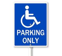 Horienteeon Panneau de cour handicap Parking Only avec piquets 17,5 × 22 cm, panneaux de cour en aluminium robuste, antirouille, panneaux de handicap pour parking, panneaux de stationnement réservés