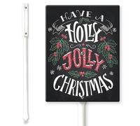 Horienteeon Panneau de cour « Have A Holly Jolly Christmas » avec piquets de 17,5 x 22 cm, panneaux de cour en aluminium robuste, antirouille, décoration « Merry Christmas », décoration pour voisin
