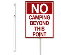 Horienteeon Panneau de cour « No Camping Beyond This Point » avec piquet No Trespassing Private Property Neighborhood Street Business Caution Caution Plaque en aluminium pour une utilisation en